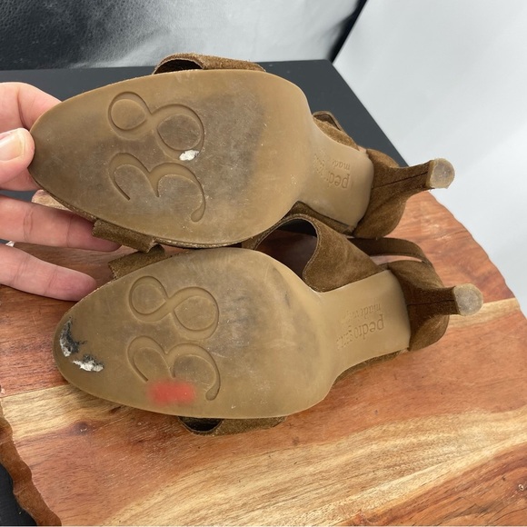 Pedro Garcia Suede Leather Brown Tan Cork Slingback Platform Heels 38 US 8 - Picture 7 of 8